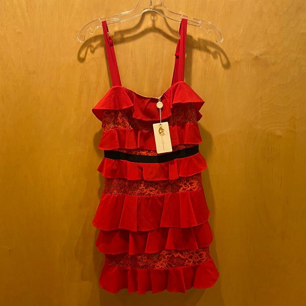 Red ruffled For Love and Lemons dress, S